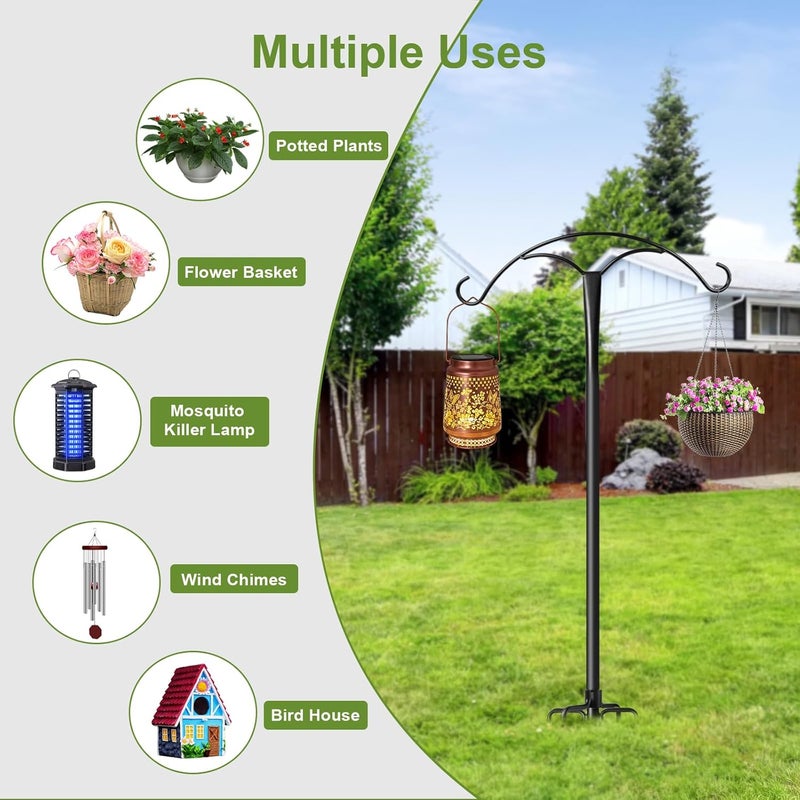 MuliVid 70 Inch Shepherds Hooks for Outdoor,Heavy Duty Shepherds Hooks for Outdoor with 5 Prong Base, Adjustable Stand Hanger for Garden Plant, Hummingbird Feeder, Lantern, Hanging Wedding Decor (1 Pack) - Image 5